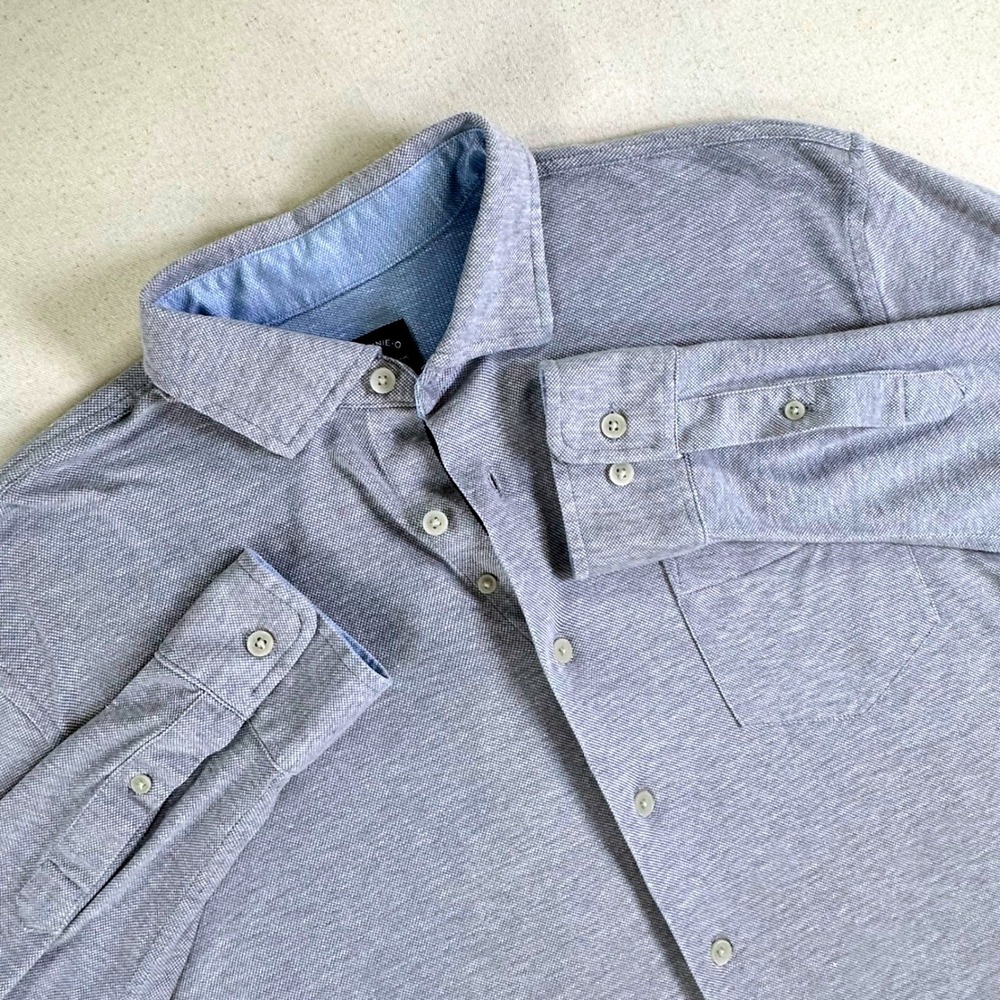 Johnnie-O Top Shelf Mens Medium Light Gray Lyocell Linen Button Down JMWL6770